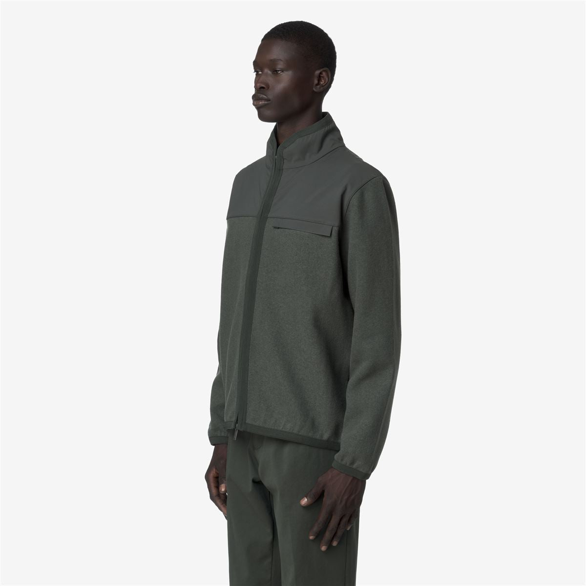 NOYERS WOOL NYLON MIX - Fleece - Pull Over - MAN - GREEN BLACKISH-Blue Airforce