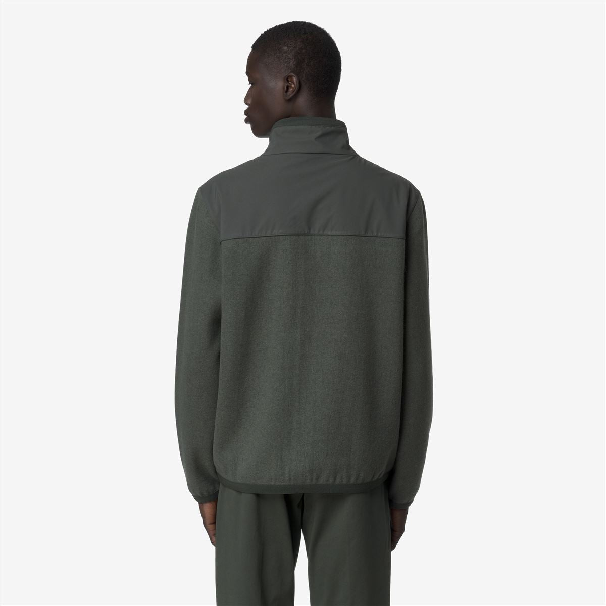 FLEURY WOOL NYLON MIX - Fleece - Pull Over - MAN - GREEN BLACKISH-Blue Airforce