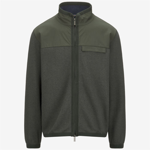 NOYERS WOOL NYLON MIX - Fleece - Pull  Over - MAN - GREEN BLACKISH-Blue Airforce