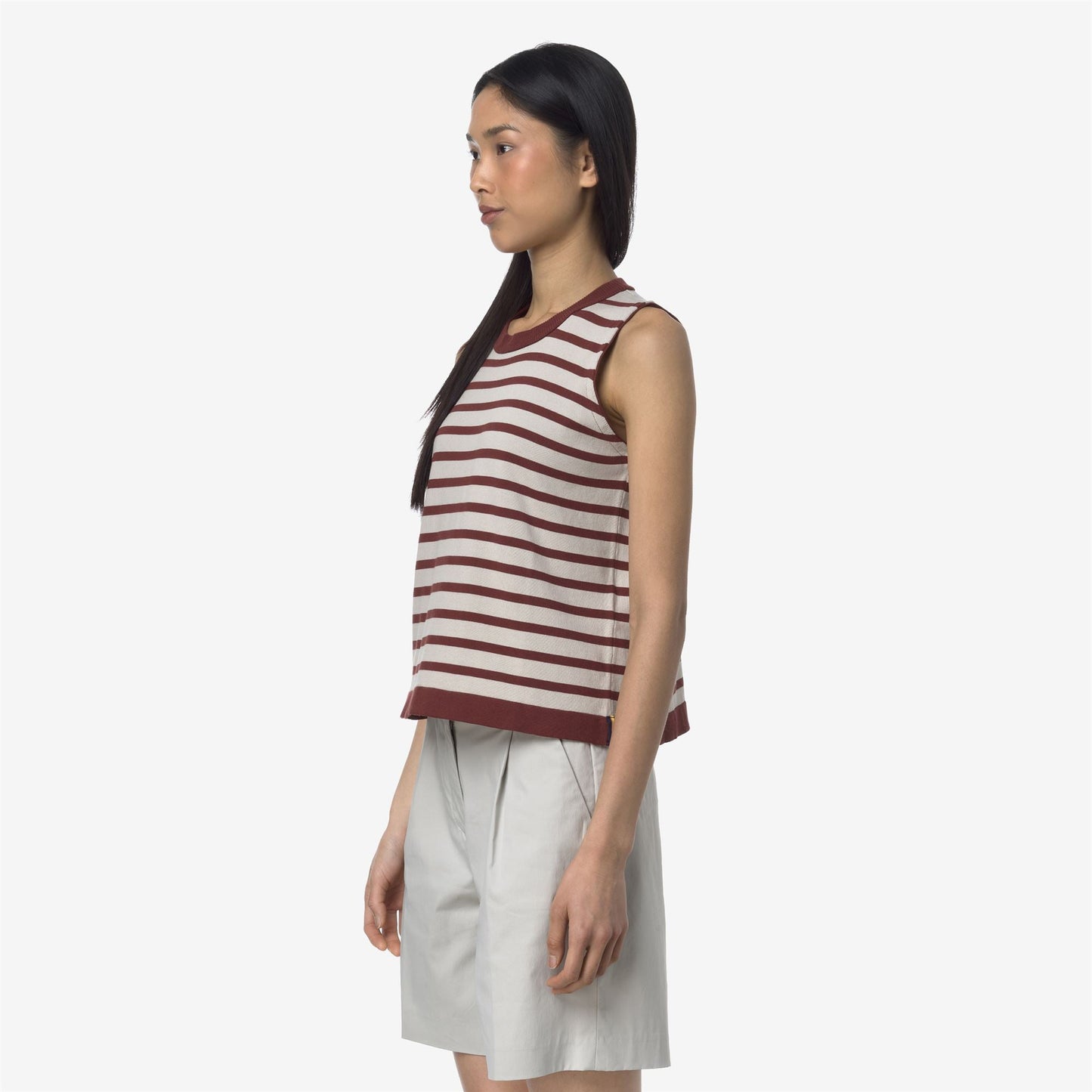GERI STRIPES - Knitwear - Vest - WOMAN - BEIGE LT-RED JASPER