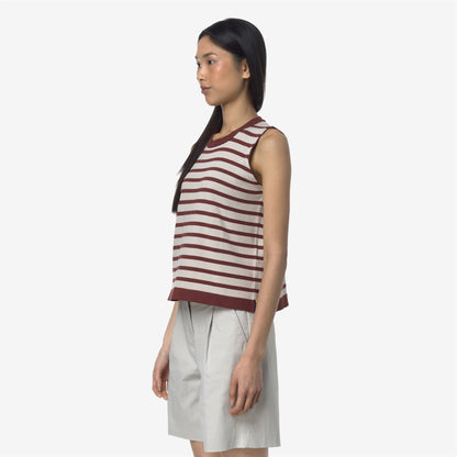 GERI STRIPES - Knitwear - Vest - WOMAN - BEIGE LT-RED JASPER