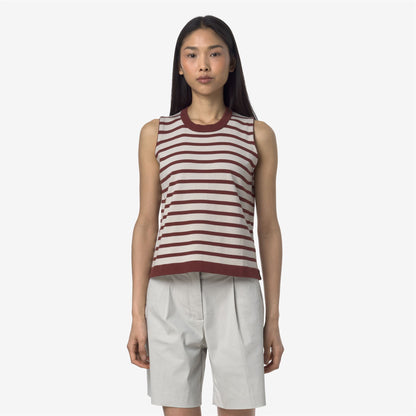 GERI STRIPES - Knitwear - Vest - WOMAN - BEIGE LT-RED JASPER
