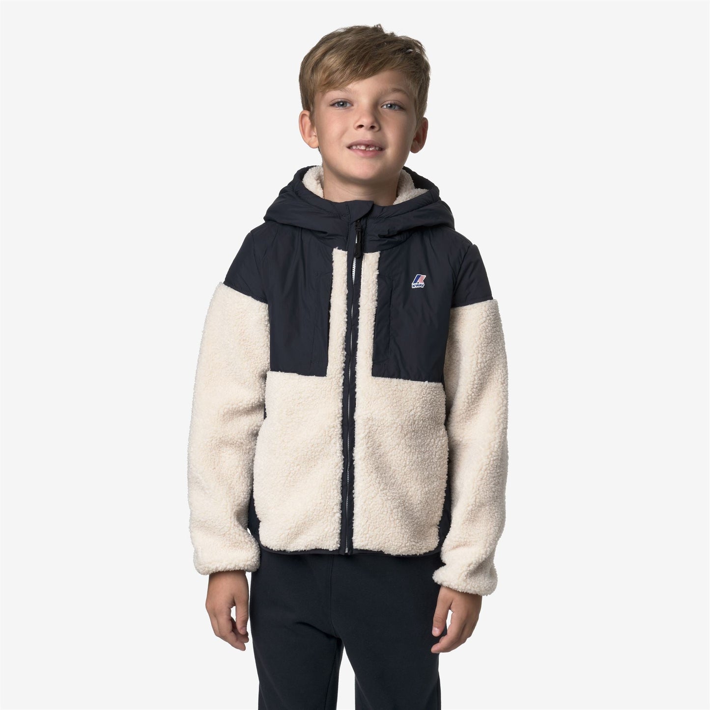 P. SAMSON 4.0 ORSETTO - Fleece - Hoodie Full Zip - KID UNISEX - Blue Depth-Ecru