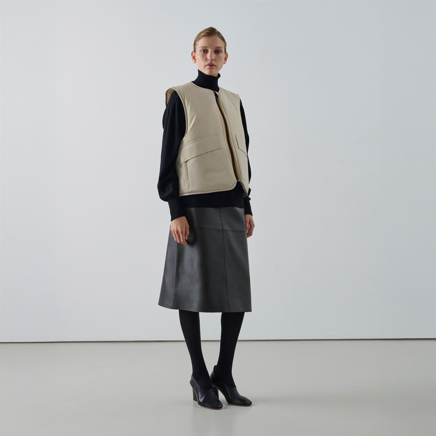 WES PADDED SOEUR - Jackets - Vest - UNISEX - Grey Lt Calce-Beige Baby