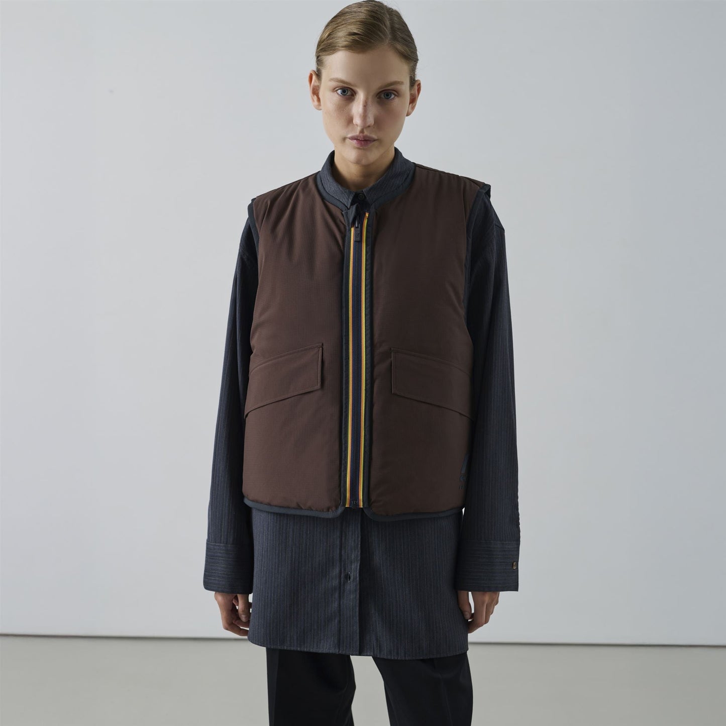 WES PADDED SOEUR - Jackets - Vest - UNISEX - Black Sand-Brown Coffee