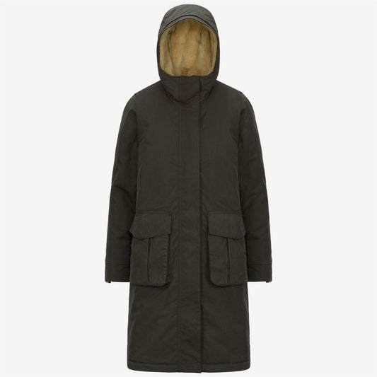 BRUNIL COTTON FEEL - Jackets - Long - WOMAN - Green Blackish-Green Blackish FUR