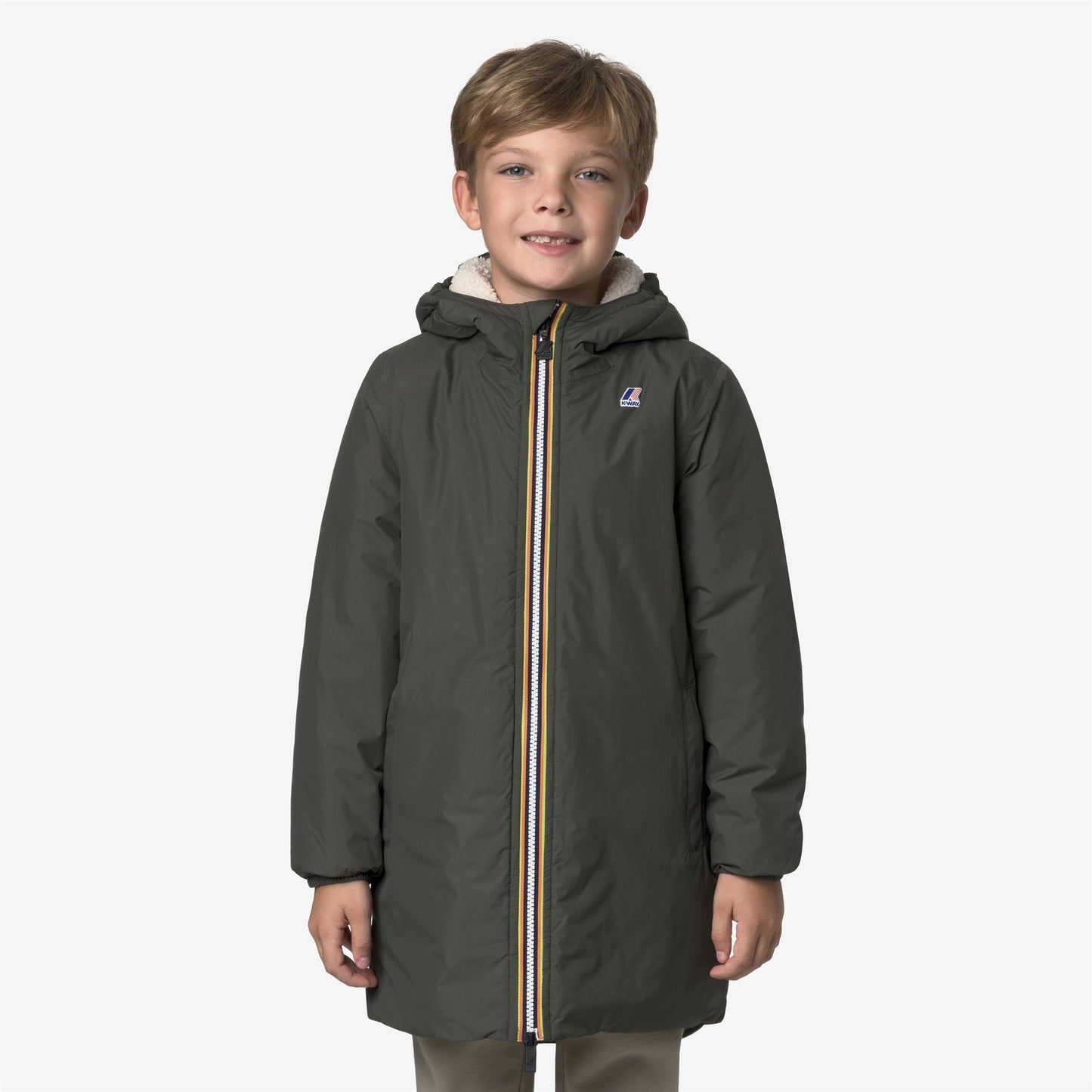 P. LE VRAI 4.0 EIFFEL ORSETTO - Jackets - 3/4 LENGTH - KID UNISEX - GREEN BLACKISH