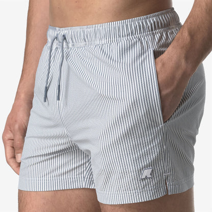 HAZEL MID STRIPES BEACH - Bathing Suits - Swimming Trunks - MAN - WHITE-GREY MD
