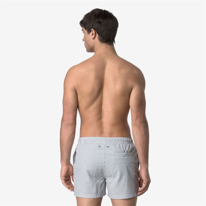 HAZEL MID STRIPES BEACH - Bathing Suits - Swimming Trunks - MAN - WHITE-GREY MD