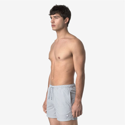 HAZEL MID STRIPES BEACH - Bathing Suits - Swimming Trunks - MAN - WHITE-GREY MD