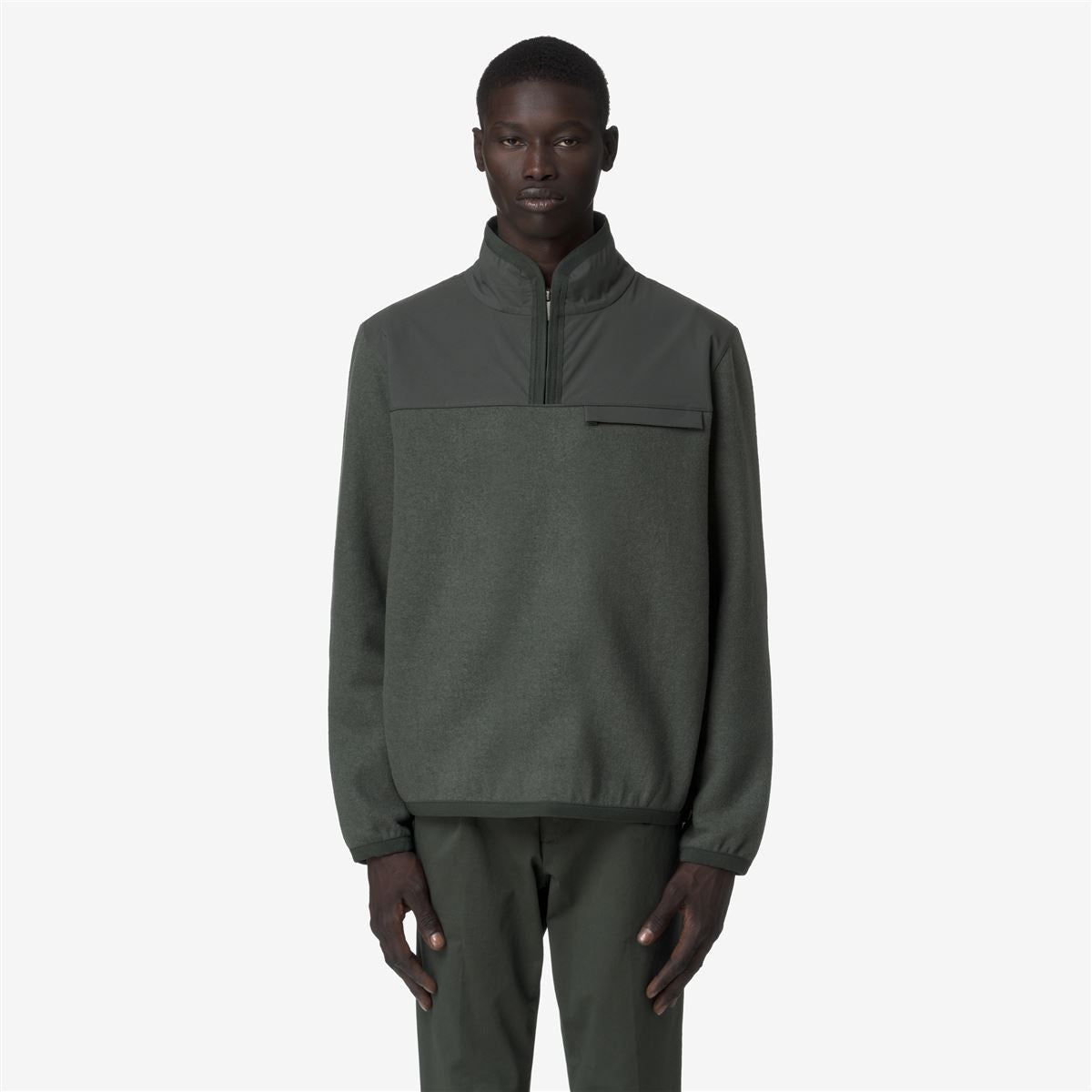 FLEURY WOOL NYLON MIX - Fleece - Pull  Over - MAN - GREEN BLACKISH-Blue Airforce