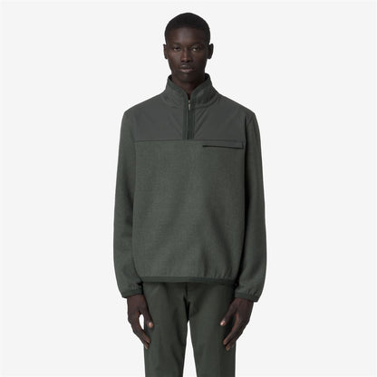 FLEURY WOOL NYLON MIX - Fleece - Pull  Over - MAN - GREEN BLACKISH-Blue Airforce