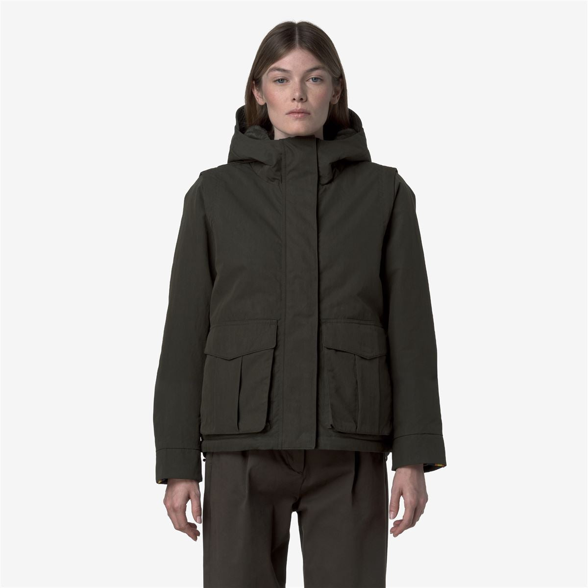 IDELER COTTON FEEL - Jackets - Short - WOMAN - Green Blackish-Green Blackish FUR