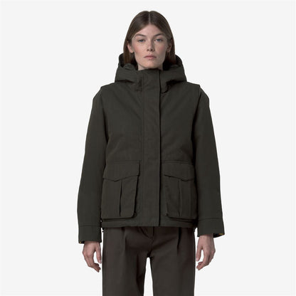 IDELER COTTON FEEL - Jackets - Short - WOMAN - Green Blackish-Green Blackish FUR