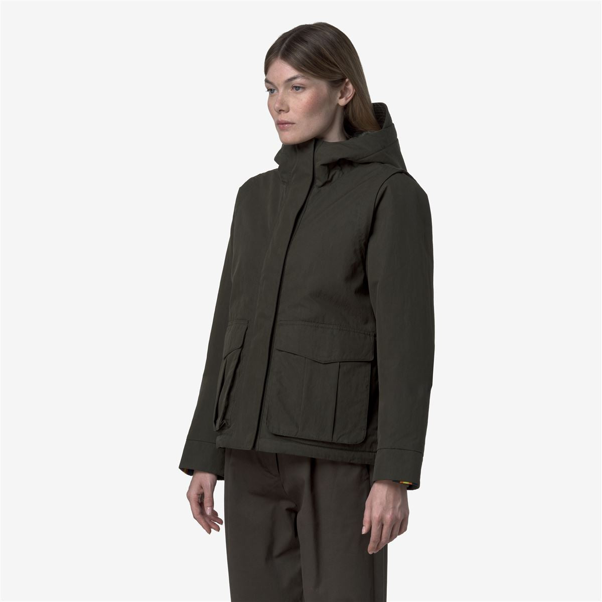 IDELER COTTON FEEL - Jackets - Short - WOMAN - Green Blackish-Green Blackish FUR